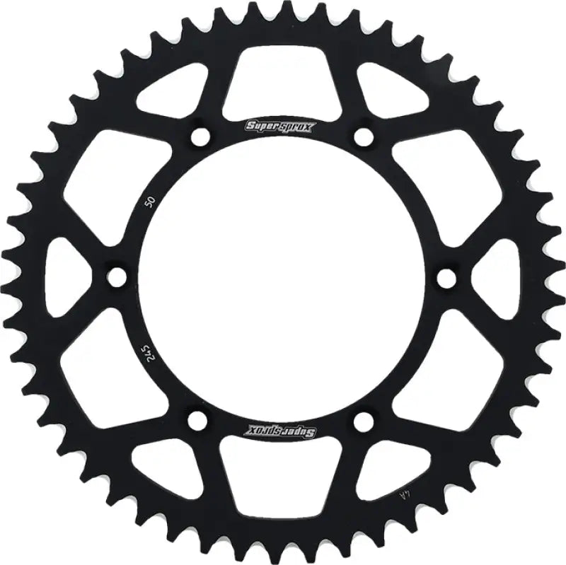 Black motorcycle rear sprocket with 50 teeth for better chain life RAL-245-50-BLK
