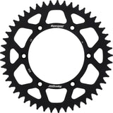 Black motorcycle rear sprocket ral-808-49-blk with multiple mounting holes for chain life