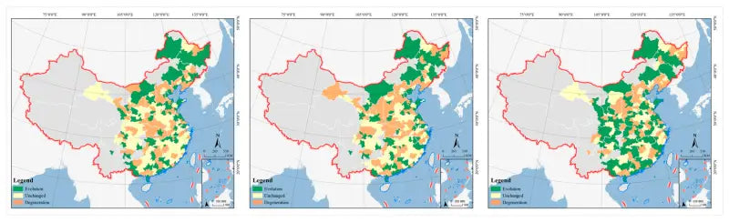 Three maps of China showing regional classifications for Rale Industries chain guide