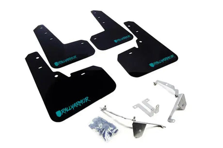Rally Armor 13-17 Subaru Crosstrek XV Black UR Mud Flap w/ Teal Altered Font Logo - Body & Protection