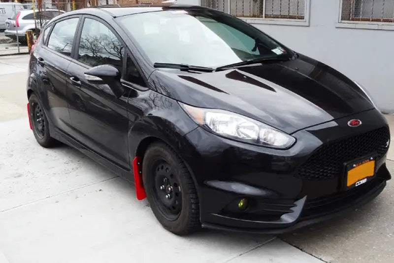 Black Ford Fiesta ST with Rally Armor black mud flap and silver logo for style