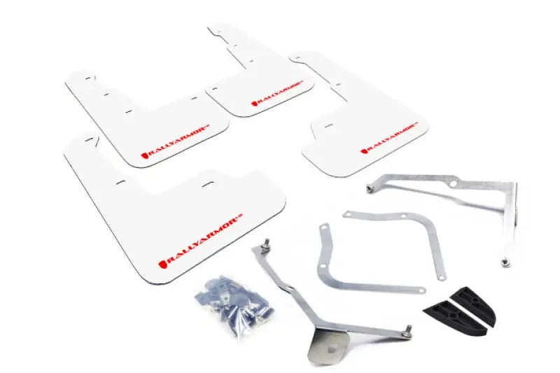Rally Armor 15-18 Subaru WRX/STI (Sedan Only) UR White Mud Flap w/ Red Logo - Truck & Automotive
