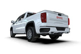 White GMC Sierra pickup truck with Rally Armor mud flap featuring white logo