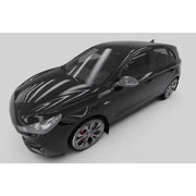 Black hatchback car featuring Rally Armor mud flaps on a Hyundai Elantra N Line