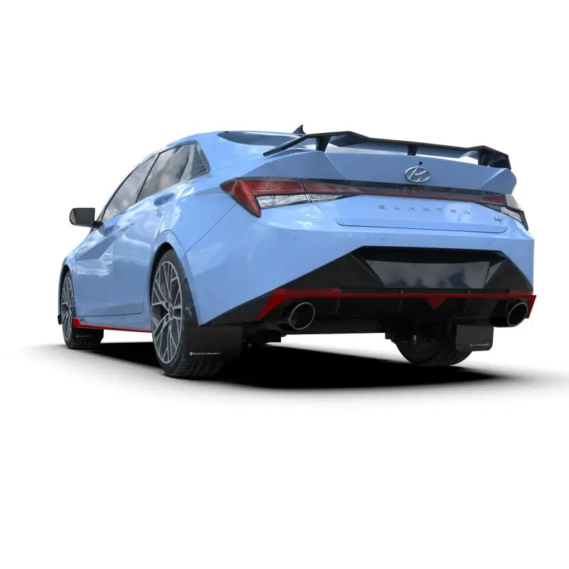 Rally Armor MF79-UR-BLK-PBL Rally Armor 2022 Hyundai Elantra N & N Line Black UR Mud Flap w/ Light Blue Logo