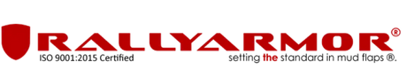 Red Rally Armor logo on Hyundai Kona black UR mud flap for 2024 model