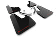 Black mud flaps with mounting hardware and red logo for Hyundai Santa Fe 2024+