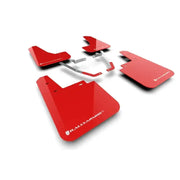 Red Rally Armor UR mud flaps for Subaru Crosstrek with white logo
