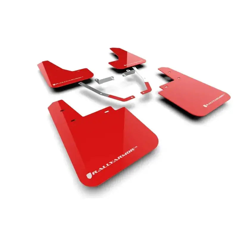 Red Rally Armor UR mud flaps for Subaru Crosstrek with white logo