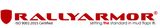 Red Rally Armor logo with metallic black finish on Ford Mustang Mach-E mud flap