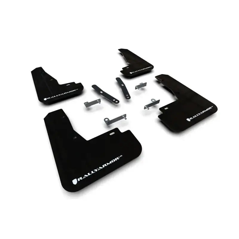 Rally Armor Black Mud Flaps and Mounting Hardware for Kia EV6 in the product image