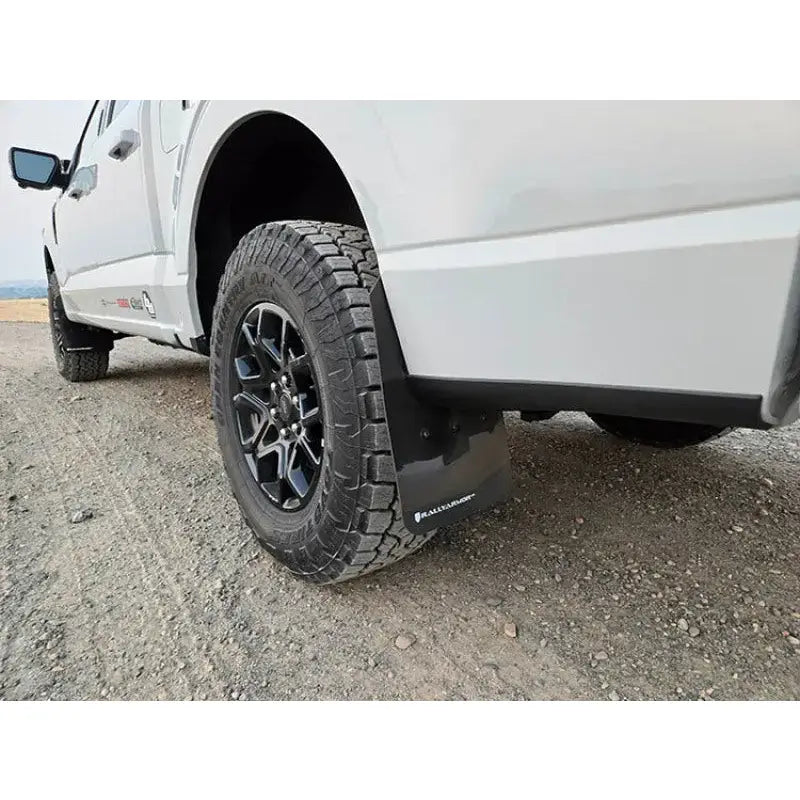Rally Armor 21-24 Ford F-150 (Excl. Raptor) Black UR Mud Flap w/White Logo - Rally Armor
