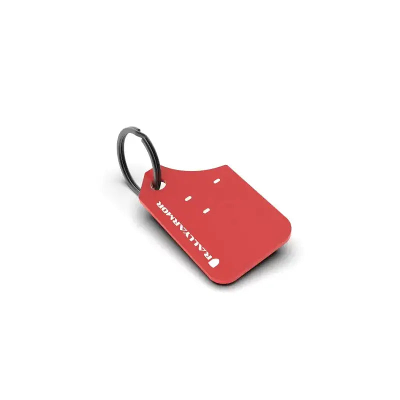 Rally Armor Mini UR Mud Flap Keychain - Red w/ White Logo - RAKEYCHNRED