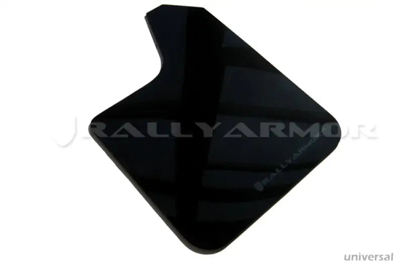 Black glossy rally armor universal UR mud flap with curved cutout and blue logo