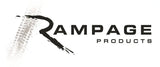 Rampage Products logo for 1992-1995 Jeep Wrangler (YJ) Frameless Soft Top Kit - Black Diamond, with tinted windows and door skins.