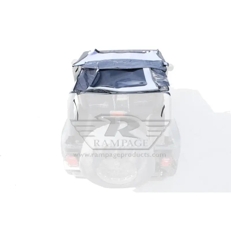 Rampage 1992-1995 Jeep Wrangler(YJ) Frameless Soft Top Kit - Black Diamond, featuring a snug fit over the factory roll bar, with removable tinted windows and door skins for half door applications.