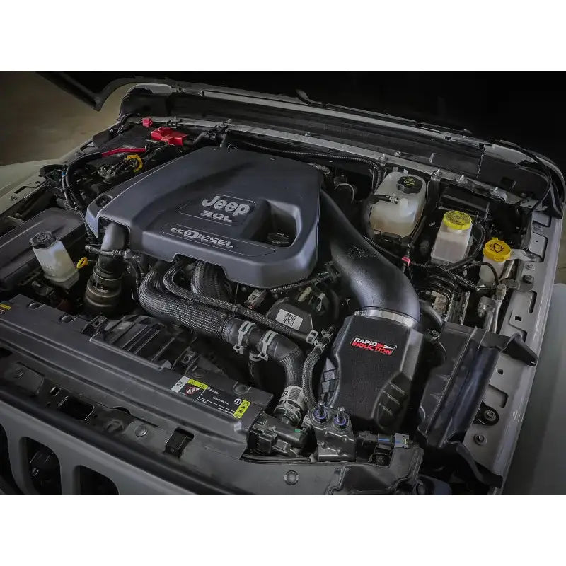 Jeep engine compartment with Rapid Induction Cold Air Intake System and Pro 5R Filter