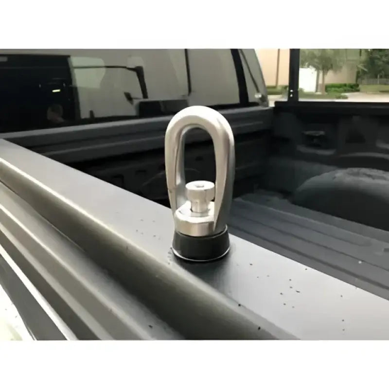 Truck bed tie-down anchor on Rapid Switch FTC Truck Rack Pro Sport Compact for secure hauling