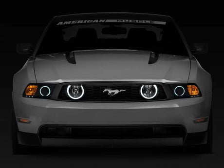 Gray Mustang with sleek LED halo fog lights for a bold look