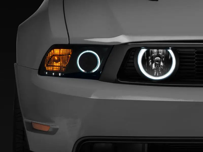 Car headlights with halo rings for Ford Mustang GT LED Halo Fog Lights in chrome