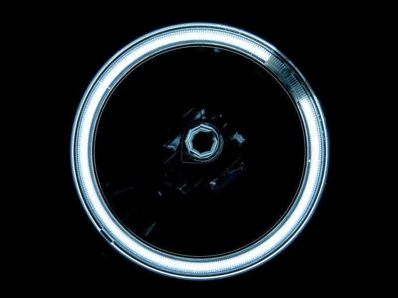 Illuminated circular LED halo fog lights for Ford Mustang GT in chrome style