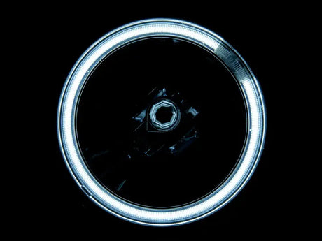 Illuminated circular LED halo fog lights for Ford Mustang GT in chrome style