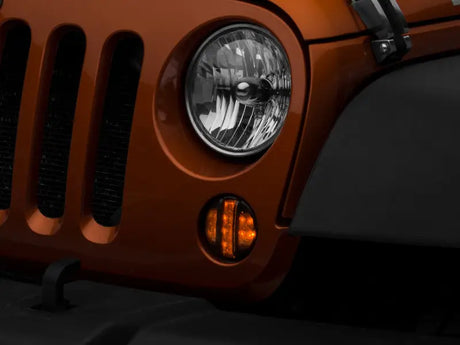 Raxiom 07-18 Jeep Wrangler JK Axial Series LED Front Turn Signals (Smoked) - Truck & Automotive