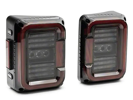 Raxiom 07-18 Jeep Wrangler JK Axial Series LED Halo Tail Lights- Black Housing (Dark Smoked Lens) - Truck & Automotive