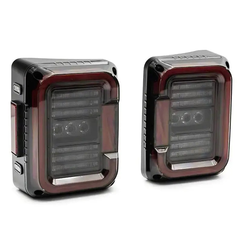 Raxiom 07-18 Jeep Wrangler JK Axial Series LED Halo Tail Lights- Black Housing (Dark Smoked Lens) - Truck & Automotive