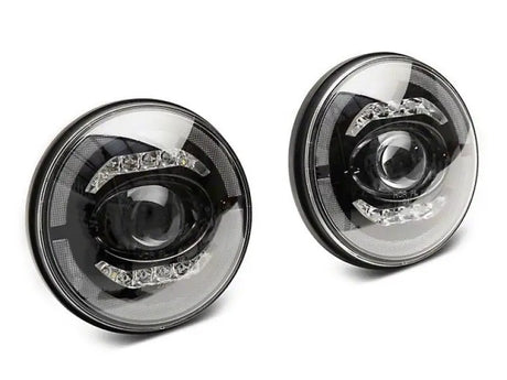 Raxiom 07-18 Jeep Wrangler JK Axial Series LED Headlights- Black Housing (Clear Lens) - Truck & Automotive