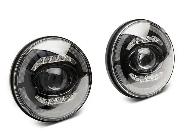 Raxiom 07-18 Jeep Wrangler JK Axial Series LED Headlights- Black Housing (Clear Lens) - Truck & Automotive