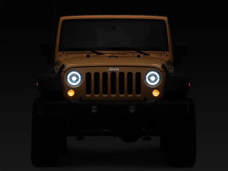 Raxiom 07-18 Jeep Wrangler JK Axial Series LED Headlights- Black Housing (Clear Lens) - Truck & Automotive