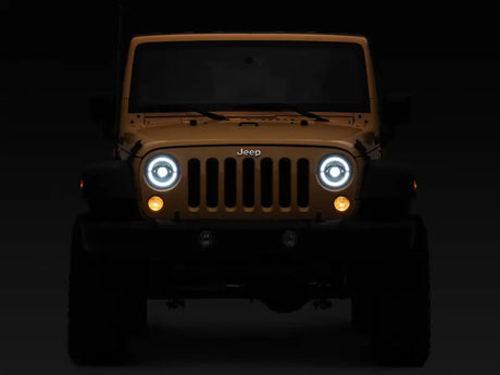 Raxiom 07-18 Jeep Wrangler JK Axial Series LED Headlights- Black Housing (Clear Lens) - Truck & Automotive