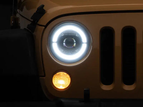 Raxiom 07-18 Jeep Wrangler JK Axial Series LED Headlights- Black Housing (Clear Lens) - Truck & Automotive