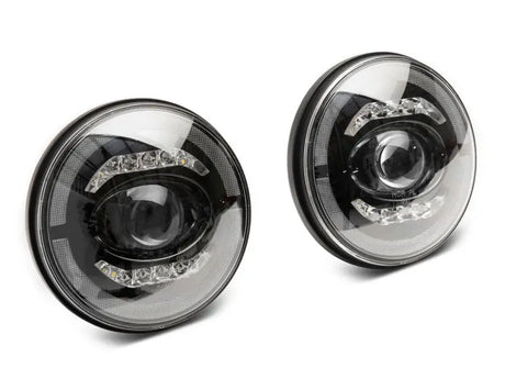 Raxiom 07-18 Jeep Wrangler JK Axial Series LED Headlights- Black Housing (Clear Lens) - Truck & Automotive