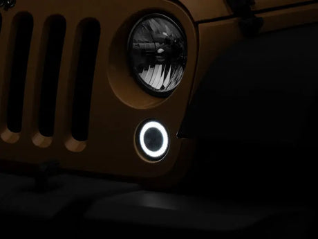 Yellow Jeep Wrangler front end with Axial Series LED turn signals for Jeep Wrangler