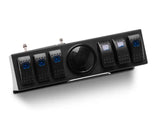 Black control box and switch panel with illuminated toggles for Jeep Wrangler JK