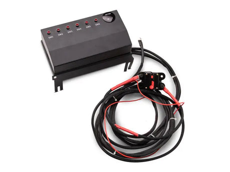 Black control box with wiring harness and switch panel for Jeep Wrangler JK