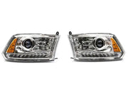 Chrome Raxiom LED halo headlights for Dodge Ram with clear lens