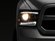 Illuminated truck headlight showing Raxiom LED projector headlights with switchback signals
