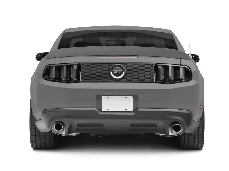 Gray Mustang rear view featuring Raxiom Vector V2 LED tail lights with gloss black housing