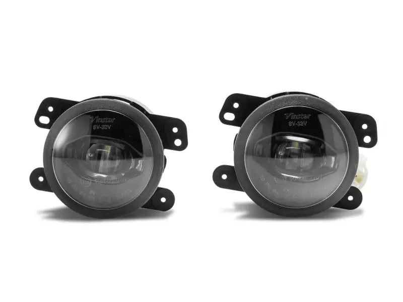 Pair of black round LED fog lights for Jeep Wrangler JK JL Axial Series