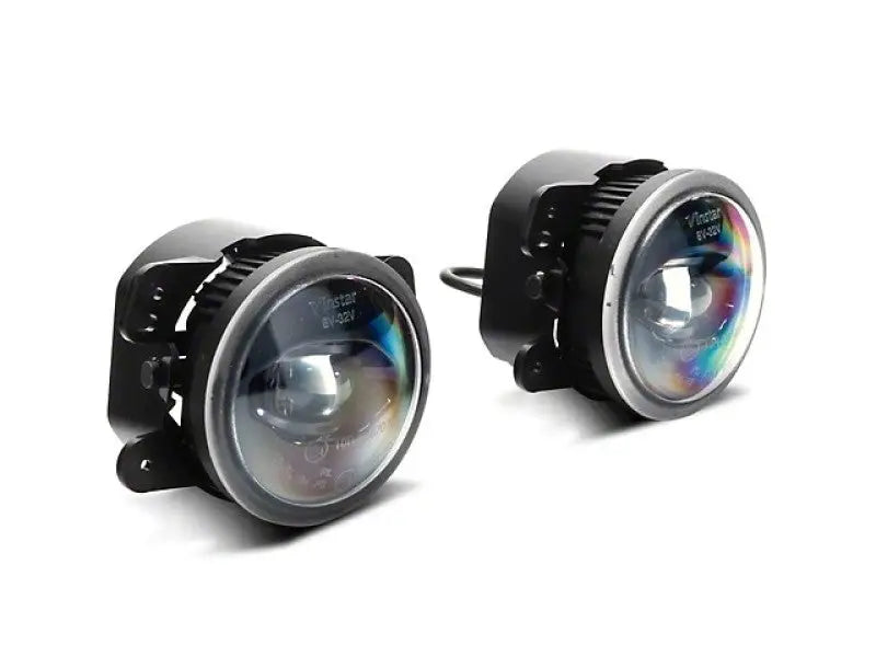 Pair of black-cased LED fog lights for Jeep Wrangler JK/JL from Raxiom Axial Series