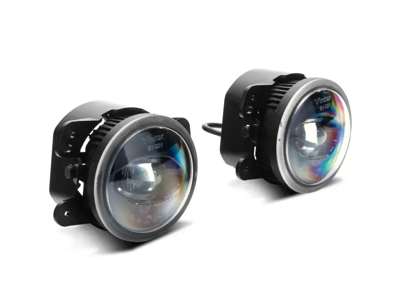 Pair of black-cased LED fog lights for Jeep Wrangler JK/JL from Raxiom Axial Series