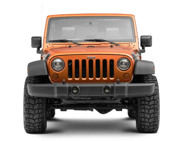 Orange Jeep Wrangler with Raxiom LED Fog Lights for Jeep Wrangler JK JL