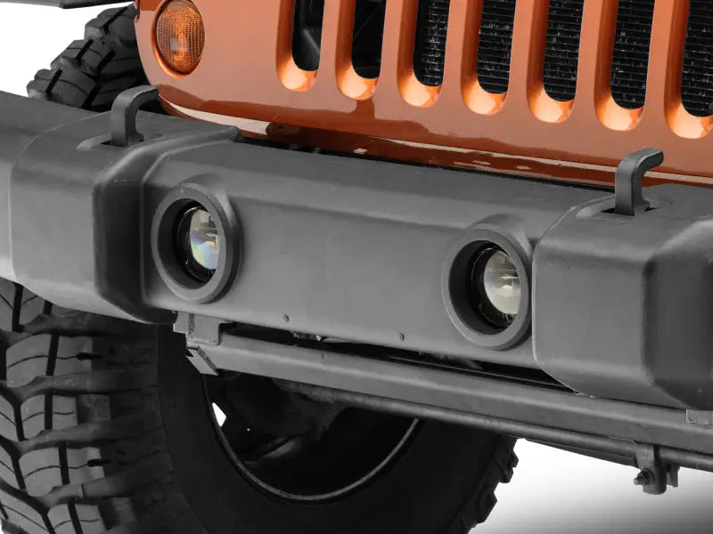 Gray Jeep bumper with LED fog lights for JK JL Wrangler Axial Series setup