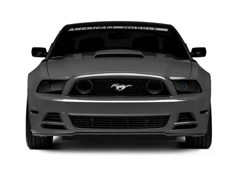 Gray Ford Mustang front view with Raxiom CCFL Halo Fog Lights for a cool look