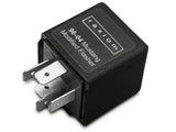 Black automotive flasher relay for turn signal and modified turn signal flashing system