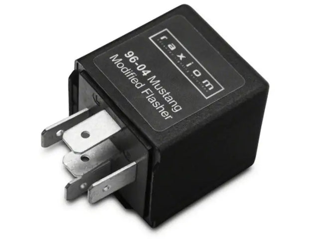Black automotive flasher relay for turn signal and modified turn signal flashing system