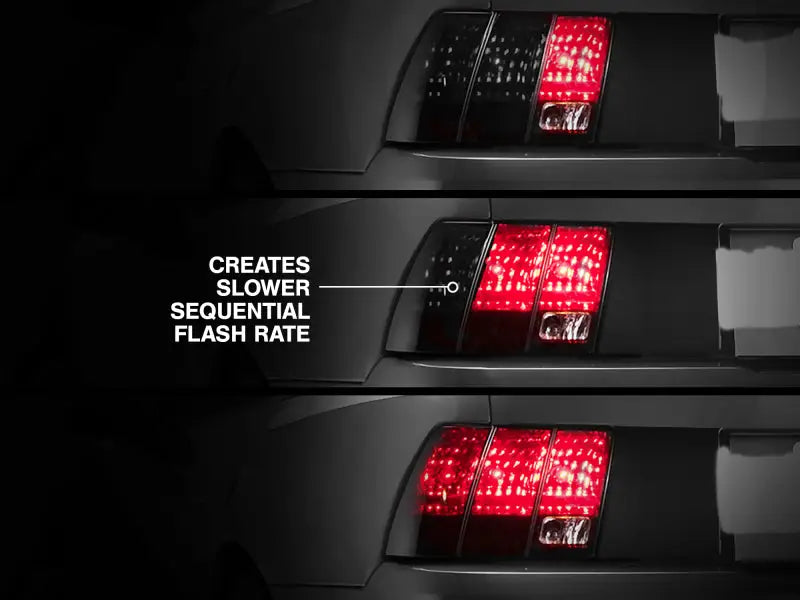 Sequential taillight demo for Ford Mustang with modified turn signal flasher V1